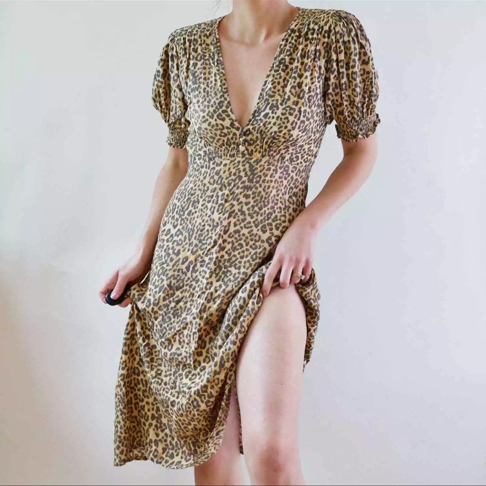 Faithfull the brand leopard midi dress